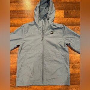 Quiksilver Men's Hooded Windbreaker Lightweight Water-Resistant Jacket Blue Sz S